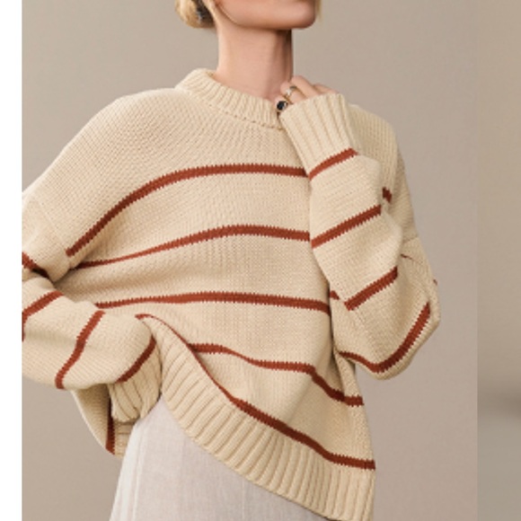 Jenni Kayne Sweaters - Jenni Kayne Cream and Brown Striped Sweater
